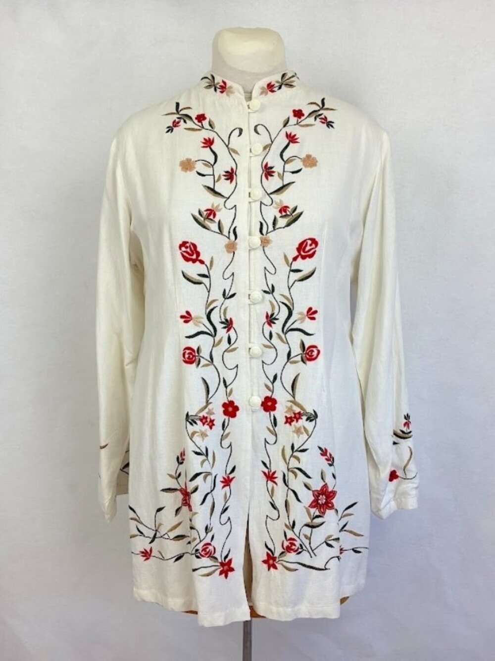 Brownstone Studios Tunic Vintage Floral Linen Lightweight Grandma Core NWT XL